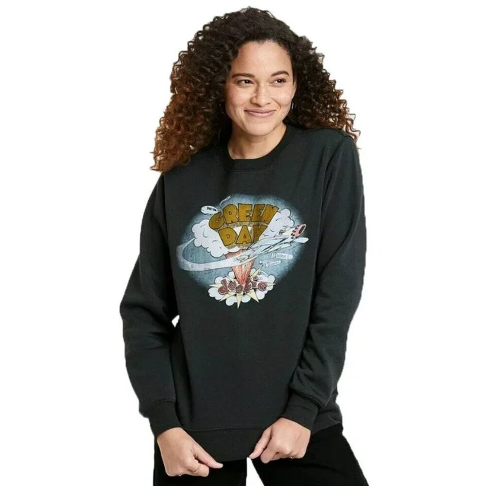 Women's Green Day Graphic Sweatshirt - Black, Small
